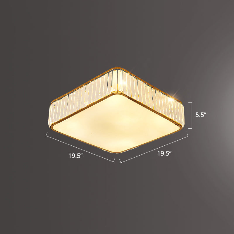 K9 Crystal Square Flush Mount Lighting Fixture Minimalist Ceiling Flush Mount for Bedroom Gold 19.5" Clearhalo 'Ceiling Lights' 'Close To Ceiling Lights' 'Close to ceiling' 'Flush mount' Lighting' 2336299