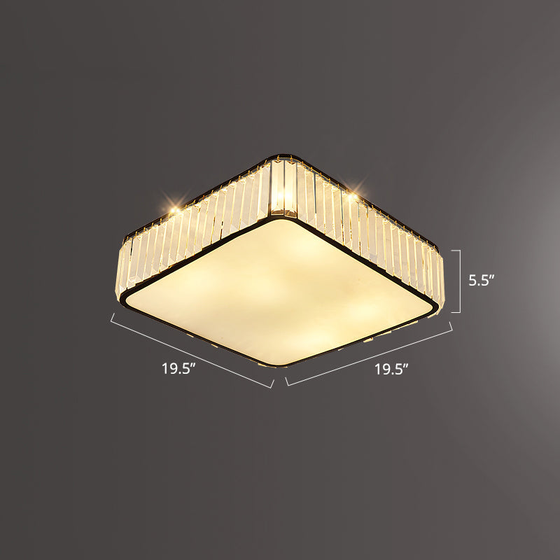 K9 Crystal Square Flush Mount Lighting Fixture Minimalist Ceiling Flush Mount for Bedroom Black 19.5" Clearhalo 'Ceiling Lights' 'Close To Ceiling Lights' 'Close to ceiling' 'Flush mount' Lighting' 2336305