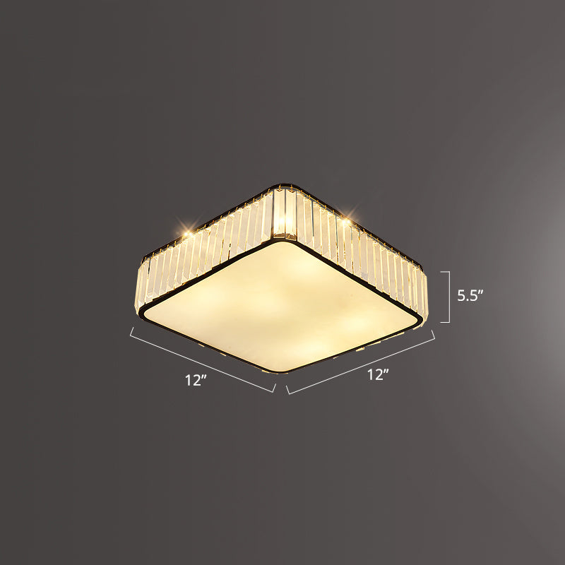 K9 Crystal Square Flush Mount Lighting Fixture Minimalist Ceiling Flush Mount for Bedroom Black 12" Clearhalo 'Ceiling Lights' 'Close To Ceiling Lights' 'Close to ceiling' 'Flush mount' Lighting' 2336306