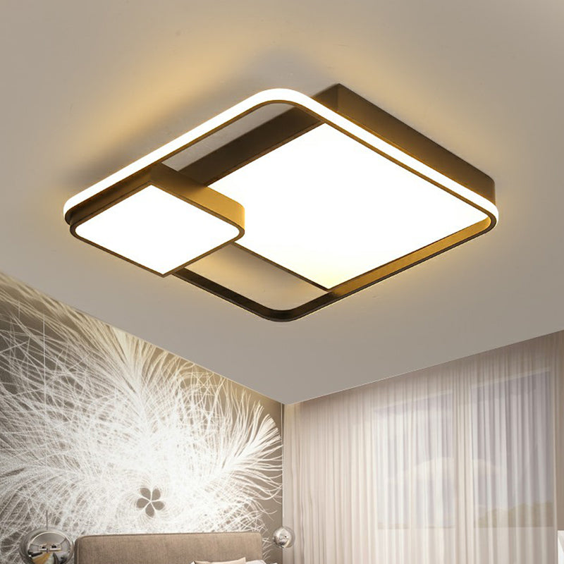 Minimalist Style Ceiling Mount Light Black Square LED Flush Light with Acrylic Shade Clearhalo 'Ceiling Lights' 'Close To Ceiling Lights' 'Close to ceiling' 'Flush mount' Lighting' 2336327