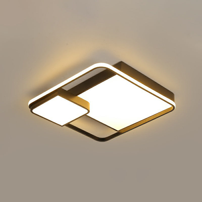 Minimalist Style Ceiling Mount Light Black Square LED Flush Light with Acrylic Shade Black 20.5" Remote Control Stepless Dimming Clearhalo 'Ceiling Lights' 'Close To Ceiling Lights' 'Close to ceiling' 'Flush mount' Lighting' 2336328
