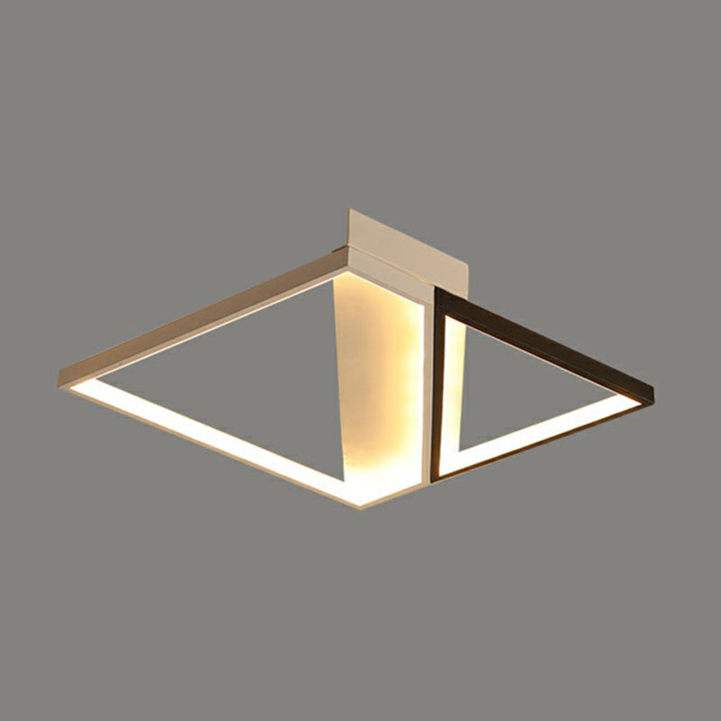 Rectangle Lounge LED Ceiling Light Acrylic Modernism Flush Mount Light in Black and White Black 24.5" Third Gear Clearhalo 'Ceiling Lights' 'Close To Ceiling Lights' 'Close to ceiling' 'Flush mount' Lighting' 2336402