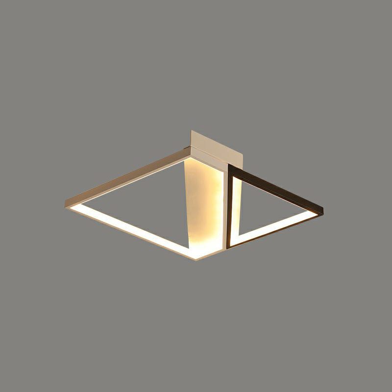 Rectangle Lounge LED Ceiling Light Acrylic Modernism Flush Mount Light in Black and White Black 16.5" Remote Control Stepless Dimming Clearhalo 'Ceiling Lights' 'Close To Ceiling Lights' 'Close to ceiling' 'Flush mount' Lighting' 2336407