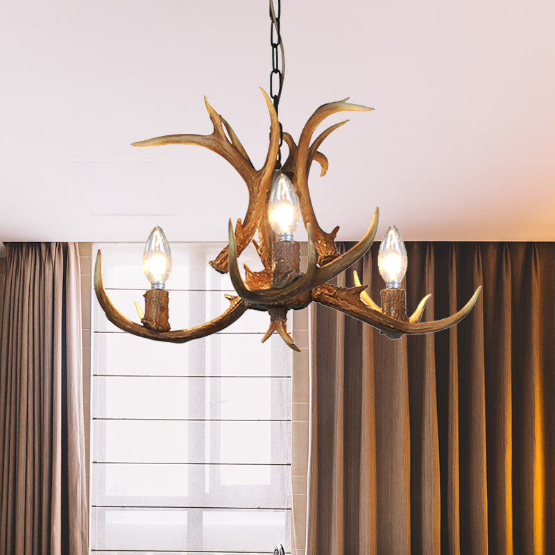 Traditional Candelabra Hanging Pendant 3/5/6 Lights Resin Ceiling Chandelier in Khaki for Living Room Clearhalo 'Ceiling Lights' 'Chandeliers' Lighting' options 233641