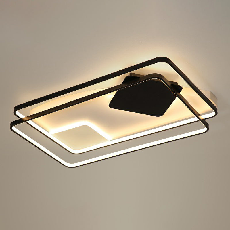 Parallel Ceiling Mount Lighting Modern Acrylic Black LED Flush Mount for Living Room Black 35.5" Remote Control Stepless Dimming Clearhalo 'Ceiling Lights' 'Close To Ceiling Lights' 'Close to ceiling' 'Flush mount' Lighting' 2336415