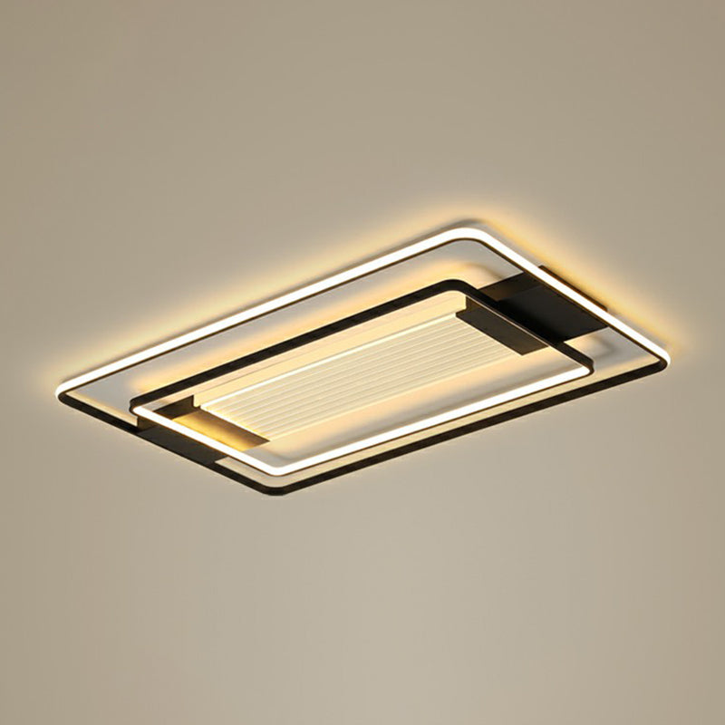 Black Finish Rectangle LED Flush Light Minimalist Acrylic Ceiling Mount Lamp for Living Room Black 43" Clearhalo 'Ceiling Lights' 'Close To Ceiling Lights' 'Close to ceiling' 'Flush mount' Lighting' 2336426