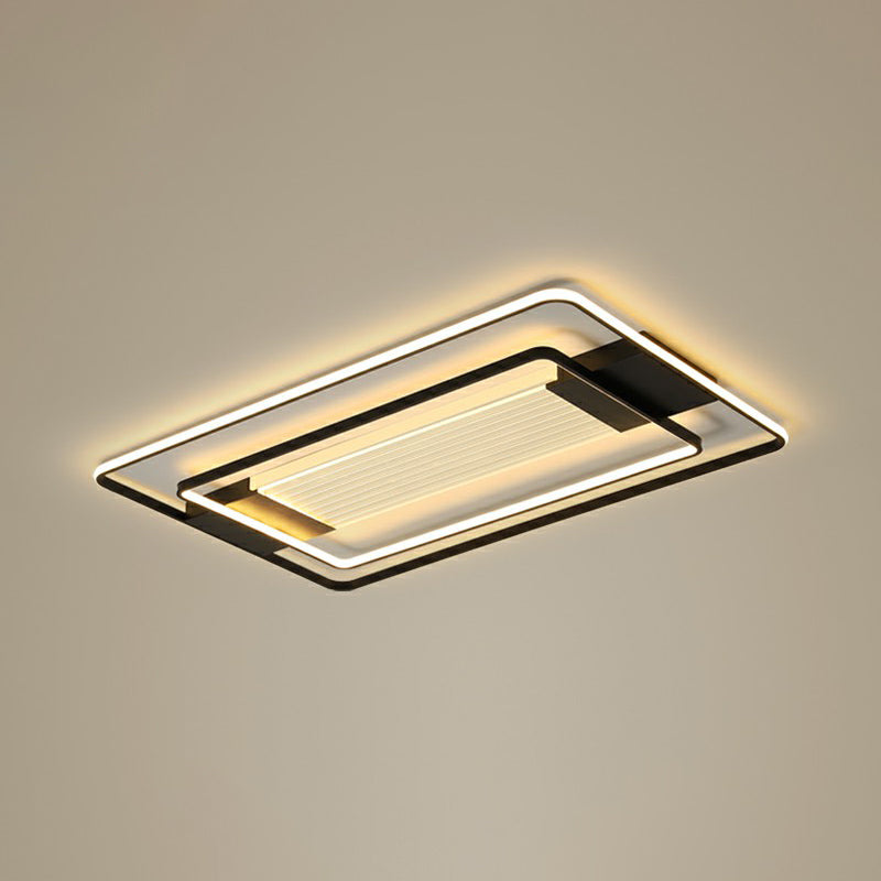 Black Finish Rectangle LED Flush Light Minimalist Acrylic Ceiling Mount Lamp for Living Room Black 35.5" Clearhalo 'Ceiling Lights' 'Close To Ceiling Lights' 'Close to ceiling' 'Flush mount' Lighting' 2336428