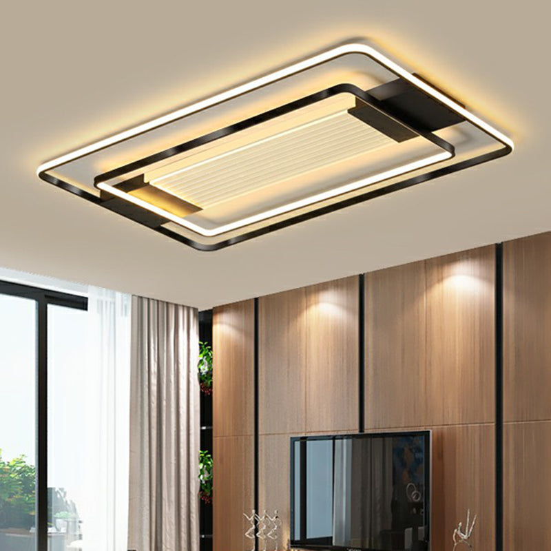 Black Finish Rectangle LED Flush Light Minimalist Acrylic Ceiling Mount Lamp for Living Room Clearhalo 'Ceiling Lights' 'Close To Ceiling Lights' 'Close to ceiling' 'Flush mount' Lighting' 2336430