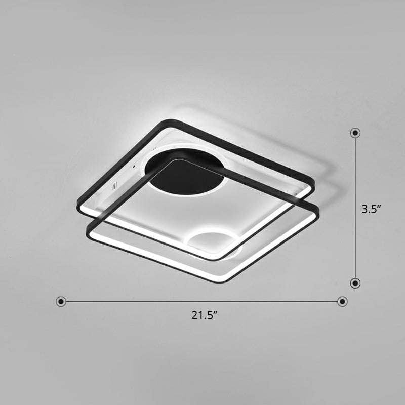 Acrylic Parallelogram Semi Flush Ceiling Light Minimalistic Black LED Flush Mounted Lamp for Bedroom Black 21.5" Clearhalo 'Ceiling Lights' 'Close To Ceiling Lights' 'Close to ceiling' 'Flush mount' Lighting' 2336438