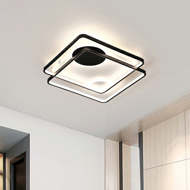 Acrylic Parallelogram Semi Flush Ceiling Light Minimalistic Black LED Flush Mounted Lamp for Bedroom Clearhalo 'Ceiling Lights' 'Close To Ceiling Lights' 'Close to ceiling' 'Flush mount' Lighting' 2336439