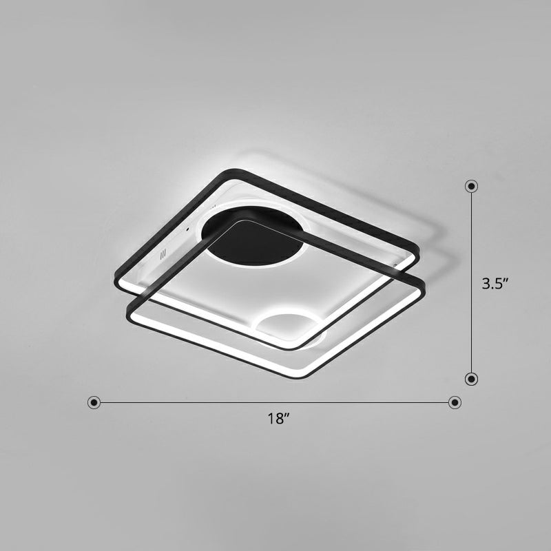 Acrylic Parallelogram Semi Flush Ceiling Light Minimalistic Black LED Flush Mounted Lamp for Bedroom Black 18" Clearhalo 'Ceiling Lights' 'Close To Ceiling Lights' 'Close to ceiling' 'Flush mount' Lighting' 2336440