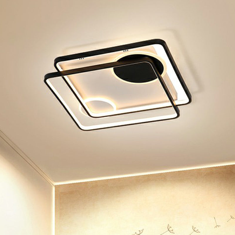 Acrylic Parallelogram Semi Flush Ceiling Light Minimalistic Black LED Flush Mounted Lamp for Bedroom Clearhalo 'Ceiling Lights' 'Close To Ceiling Lights' 'Close to ceiling' 'Flush mount' Lighting' 2336441
