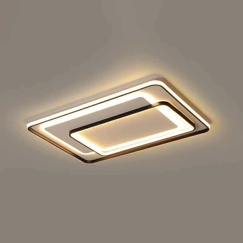 Minimalism LED Ceiling Lamp Black Rectangular Flush-Mount Light Fixture with Acrylic Shade Black 35.5" Third Gear Clearhalo 'Ceiling Lights' 'Close To Ceiling Lights' 'Close to ceiling' 'Flush mount' Lighting' 2336447