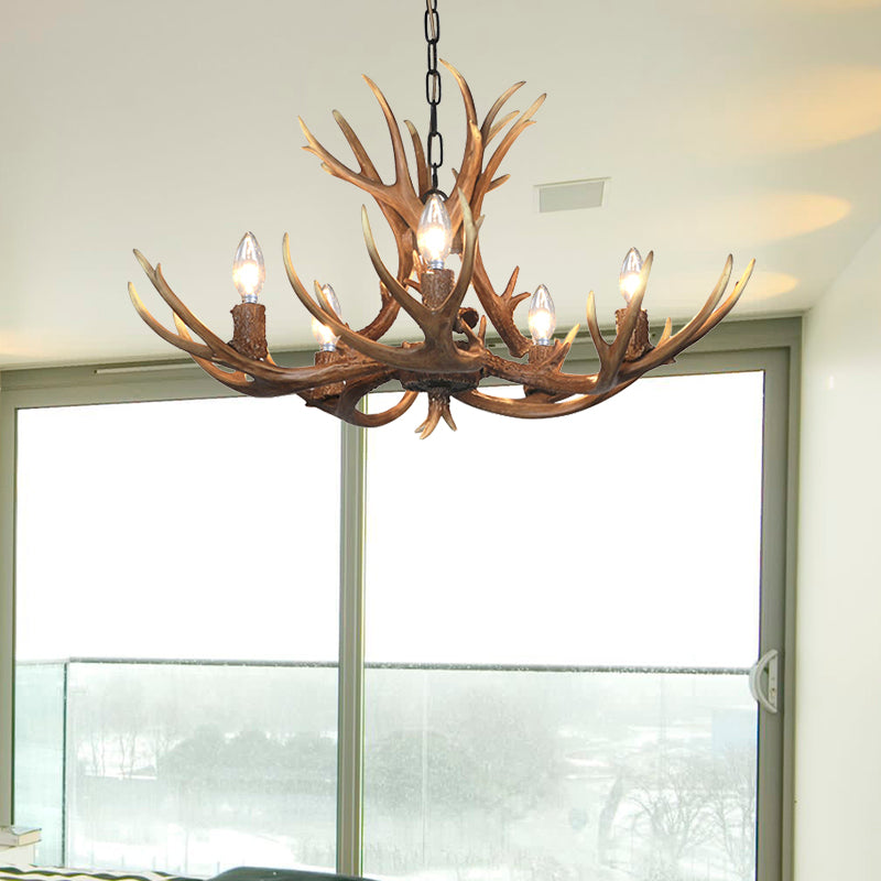 Traditional Candelabra Hanging Pendant 3/5/6 Lights Resin Ceiling Chandelier in Khaki for Living Room 5 Khaki Clearhalo 'Ceiling Lights' 'Chandeliers' Lighting' options 233644_2c86dcd4-7152-4f25-9201-e2a6500fcaa1