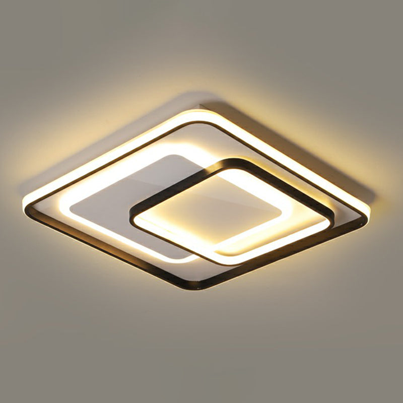 Minimalism LED Ceiling Lamp Black Rectangular Flush-Mount Light Fixture with Acrylic Shade Black 24.5" Third Gear Clearhalo 'Ceiling Lights' 'Close To Ceiling Lights' 'Close to ceiling' 'Flush mount' Lighting' 2336451