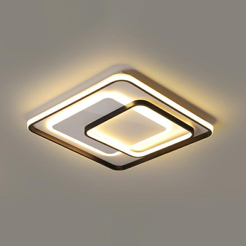 Minimalism LED Ceiling Lamp Black Rectangular Flush-Mount Light Fixture with Acrylic Shade Black 16.5" White Clearhalo 'Ceiling Lights' 'Close To Ceiling Lights' 'Close to ceiling' 'Flush mount' Lighting' 2336460