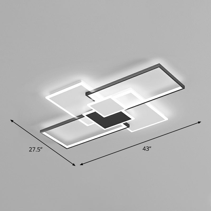 Overlap Ceiling Mounted Light Modern Stylish Metal Bedroom Flush Mount Lighting Fixture Black 43" Clearhalo 'Ceiling Lights' 'Close To Ceiling Lights' 'Close to ceiling' 'Flush mount' Lighting' 2336462