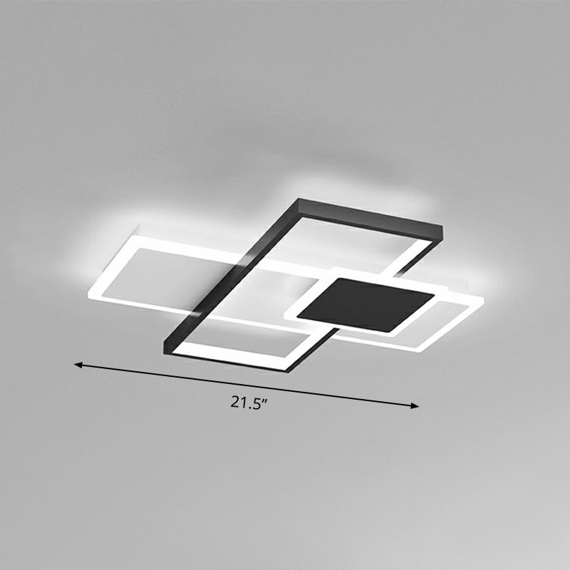 Overlap Ceiling Mounted Light Modern Stylish Metal Bedroom Flush Mount Lighting Fixture Black 21.5" Clearhalo 'Ceiling Lights' 'Close To Ceiling Lights' 'Close to ceiling' 'Flush mount' Lighting' 2336463