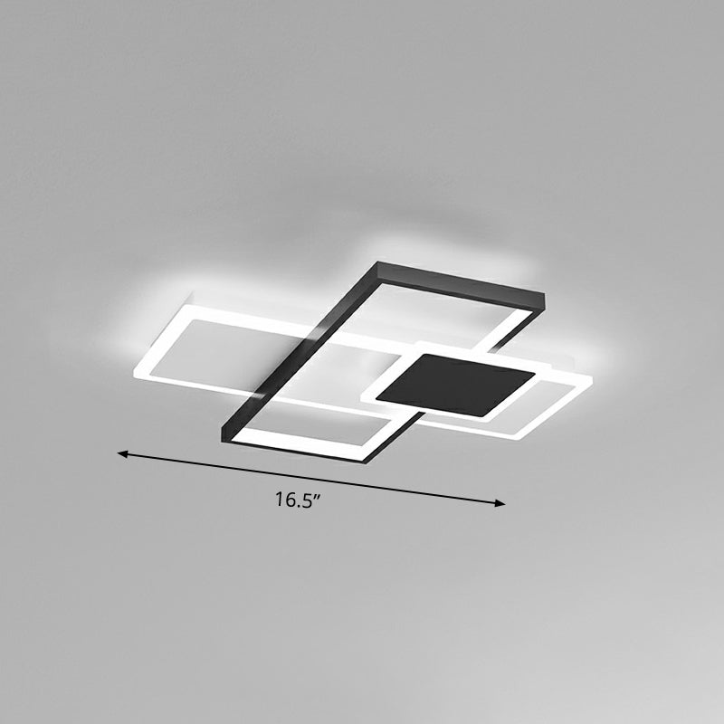 Overlap Ceiling Mounted Light Modern Stylish Metal Bedroom Flush Mount Lighting Fixture Black 16.5" Clearhalo 'Ceiling Lights' 'Close To Ceiling Lights' 'Close to ceiling' 'Flush mount' Lighting' 2336465