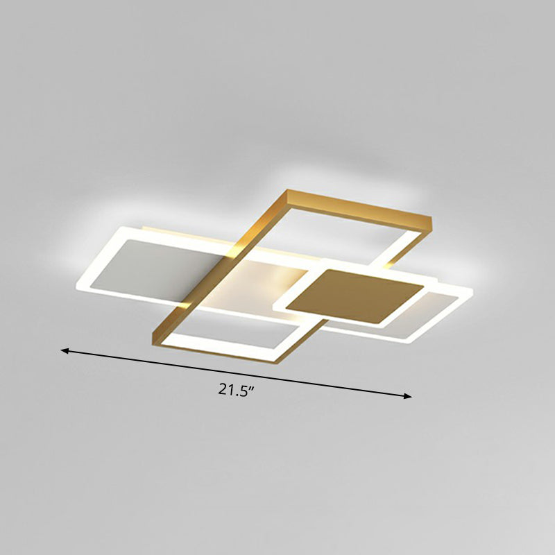 Overlap Ceiling Mounted Light Modern Stylish Metal Bedroom Flush Mount Lighting Fixture Gold 21.5" Clearhalo 'Ceiling Lights' 'Close To Ceiling Lights' 'Close to ceiling' 'Flush mount' Lighting' 2336467
