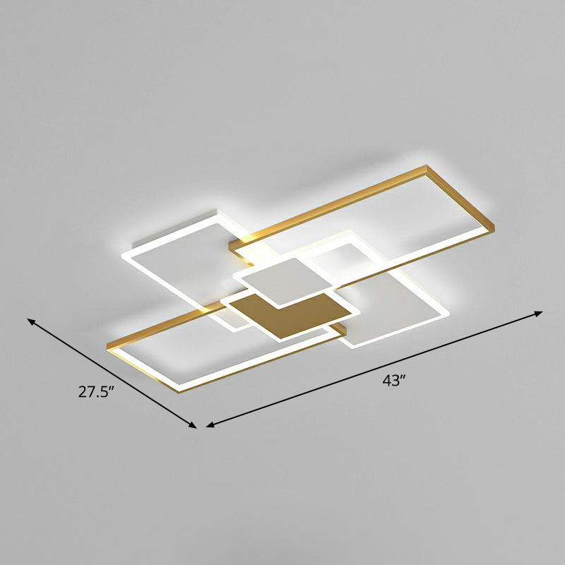 Overlap Ceiling Mounted Light Modern Stylish Metal Bedroom Flush Mount Lighting Fixture Gold 43" Clearhalo 'Ceiling Lights' 'Close To Ceiling Lights' 'Close to ceiling' 'Flush mount' Lighting' 2336471