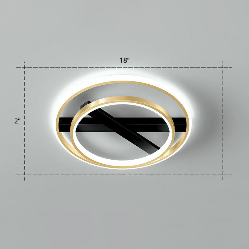 Geometrical Flush Ceiling Light Fixture Simplicity Acrylic Bedroom Flushmount in Black-Gold Gold White Circle Clearhalo 'Ceiling Lights' 'Close To Ceiling Lights' 'Close to ceiling' 'Flush mount' Lighting' 2336485