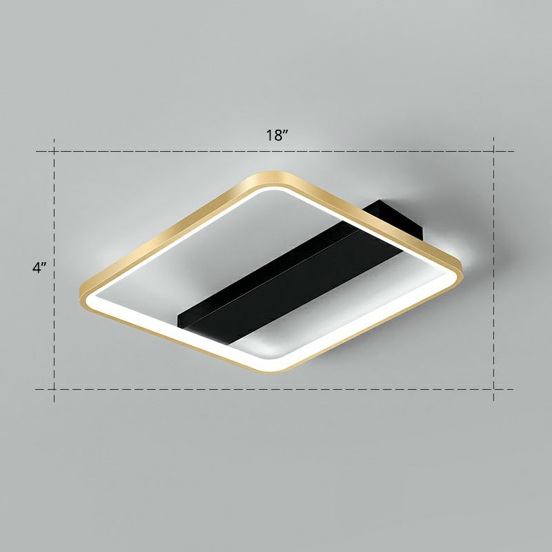 Geometrical Flush Ceiling Light Fixture Simplicity Acrylic Bedroom Flushmount in Black-Gold Gold White Square Clearhalo 'Ceiling Lights' 'Close To Ceiling Lights' 'Close to ceiling' 'Flush mount' Lighting' 2336498