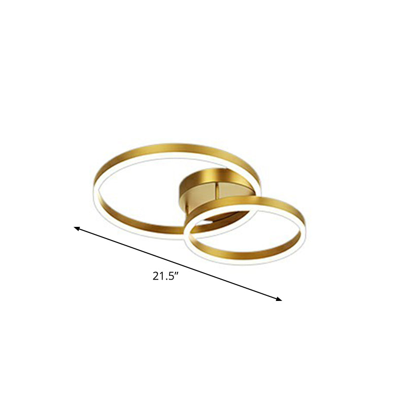 Gold Finish Round Led Flush Ceiling Light Modern Metallic Flushmount Lighting for Bedroom Gold White Double Ring Clearhalo 'Ceiling Lights' 'Close To Ceiling Lights' 'Close to ceiling' 'Flush mount' Lighting' 2336503