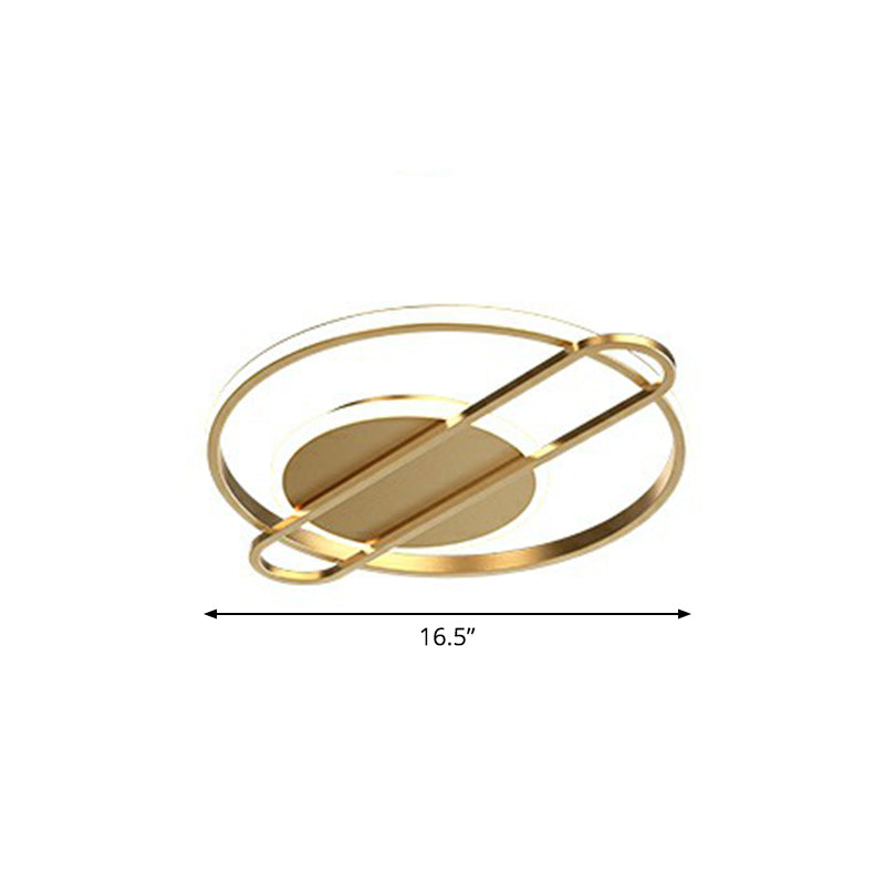 Gold Finish Round Led Flush Ceiling Light Modern Metallic Flushmount Lighting for Bedroom Gold Remote Control Stepless Dimming Circline Clearhalo 'Ceiling Lights' 'Close To Ceiling Lights' 'Close to ceiling' 'Flush mount' Lighting' 2336505