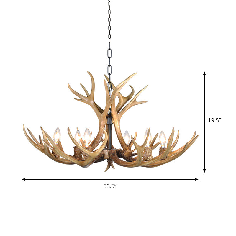 Traditional Candelabra Hanging Pendant 3/5/6 Lights Resin Ceiling Chandelier in Khaki for Living Room Clearhalo 'Ceiling Lights' 'Chandeliers' Lighting' options 233651