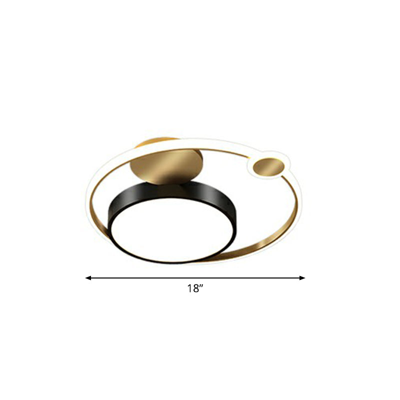 Gold Finish Round Led Flush Ceiling Light Modern Metallic Flushmount Lighting for Bedroom Gold Remote Control Stepless Dimming Round Clearhalo 'Ceiling Lights' 'Close To Ceiling Lights' 'Close to ceiling' 'Flush mount' Lighting' 2336510