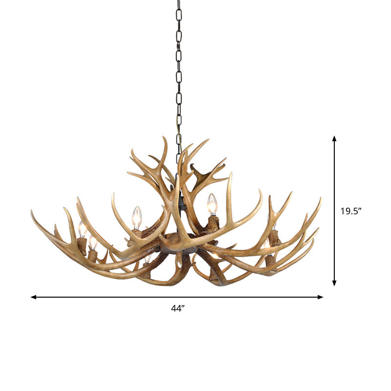 Traditional Candelabra Hanging Pendant 3/5/6 Lights Resin Ceiling Chandelier in Khaki for Living Room Clearhalo 'Ceiling Lights' 'Chandeliers' Lighting' options 233655