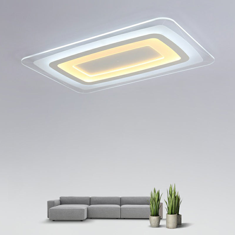 Rectangular Flushmount Ceiling Lamp Minimalist Acrylic Living Room Ultrathin LED Flush Light in White Clearhalo 'Ceiling Lights' 'Close To Ceiling Lights' 'Close to ceiling' 'Flush mount' Lighting' 2336577