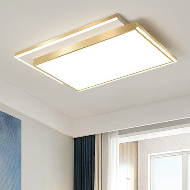 Rectangle Shaped Acrylic LED Ceiling Flush Minimalistic Gold Flush Mounted Light for Living Room Clearhalo 'Ceiling Lights' 'Close To Ceiling Lights' 'Close to ceiling' 'Flush mount' Lighting' 2336596