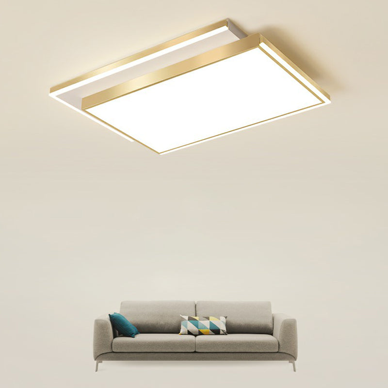 Rectangle Shaped Acrylic LED Ceiling Flush Minimalistic Gold Flush Mounted Light for Living Room Clearhalo 'Ceiling Lights' 'Close To Ceiling Lights' 'Close to ceiling' 'Flush mount' Lighting' 2336599