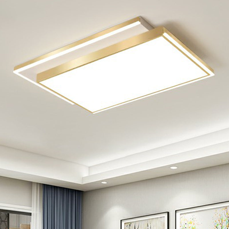 Rectangle Shaped Acrylic LED Ceiling Flush Minimalistic Gold Flush Mounted Light for Living Room Clearhalo 'Ceiling Lights' 'Close To Ceiling Lights' 'Close to ceiling' 'Flush mount' Lighting' 2336601