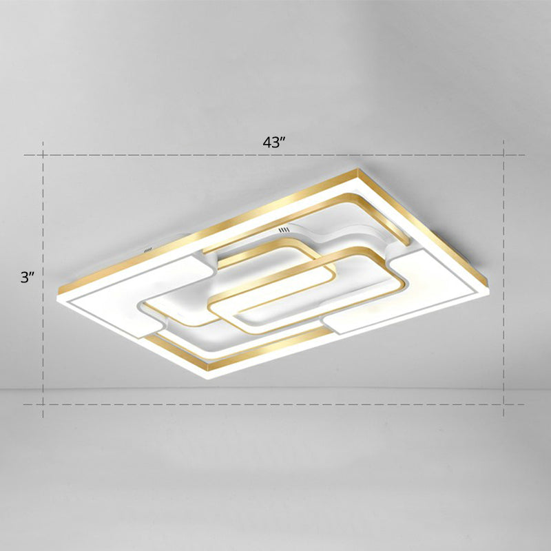 Metallic Frame Flush Mount Ceiling Light Modern Golden LED Flush Light for Living Room Gold 43" White Clearhalo 'Ceiling Lights' 'Close To Ceiling Lights' 'Close to ceiling' 'Flush mount' Lighting' 2336651