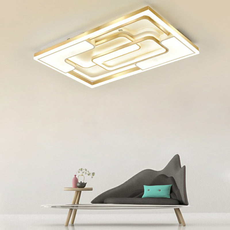 Metallic Frame Flush Mount Ceiling Light Modern Golden LED Flush Light for Living Room Clearhalo 'Ceiling Lights' 'Close To Ceiling Lights' 'Close to ceiling' 'Flush mount' Lighting' 2336652