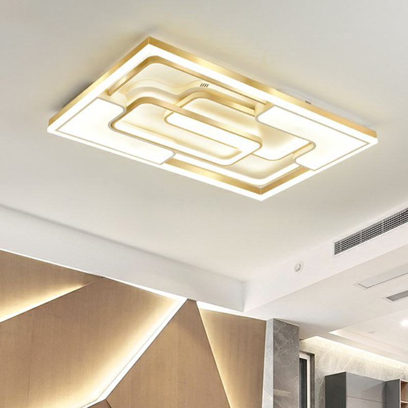 Metallic Frame Flush Mount Ceiling Light Modern Golden LED Flush Light for Living Room Clearhalo 'Ceiling Lights' 'Close To Ceiling Lights' 'Close to ceiling' 'Flush mount' Lighting' 2336654