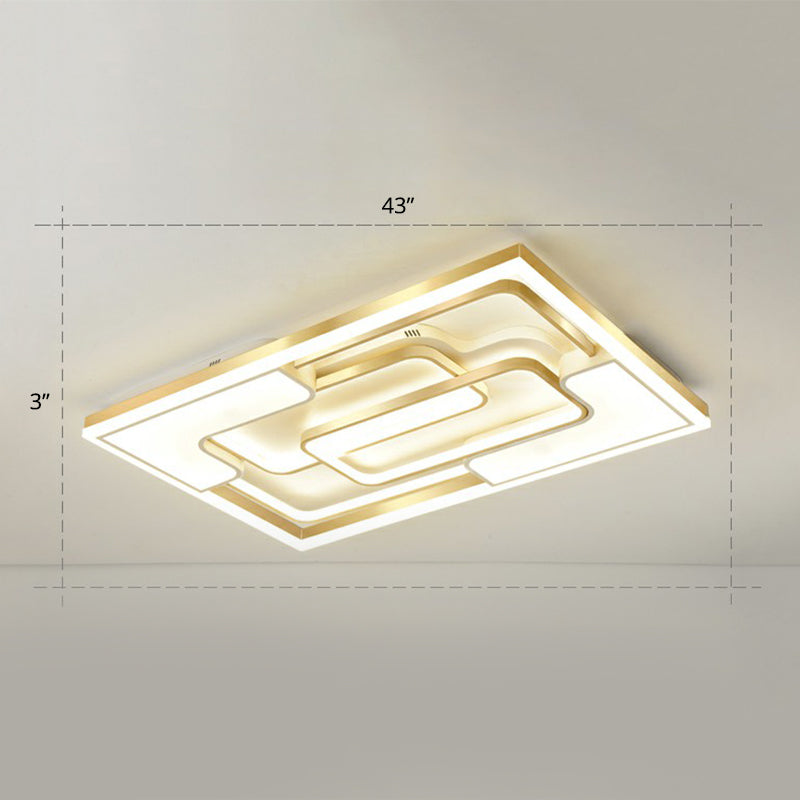 Metallic Frame Flush Mount Ceiling Light Modern Golden LED Flush Light for Living Room Gold 43" Warm Clearhalo 'Ceiling Lights' 'Close To Ceiling Lights' 'Close to ceiling' 'Flush mount' Lighting' 2336655