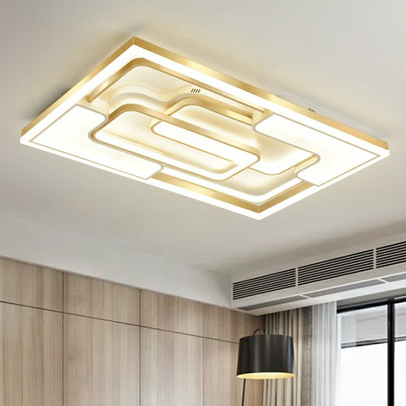 Metallic Frame Flush Mount Ceiling Light Modern Golden LED Flush Light for Living Room Clearhalo 'Ceiling Lights' 'Close To Ceiling Lights' 'Close to ceiling' 'Flush mount' Lighting' 2336656
