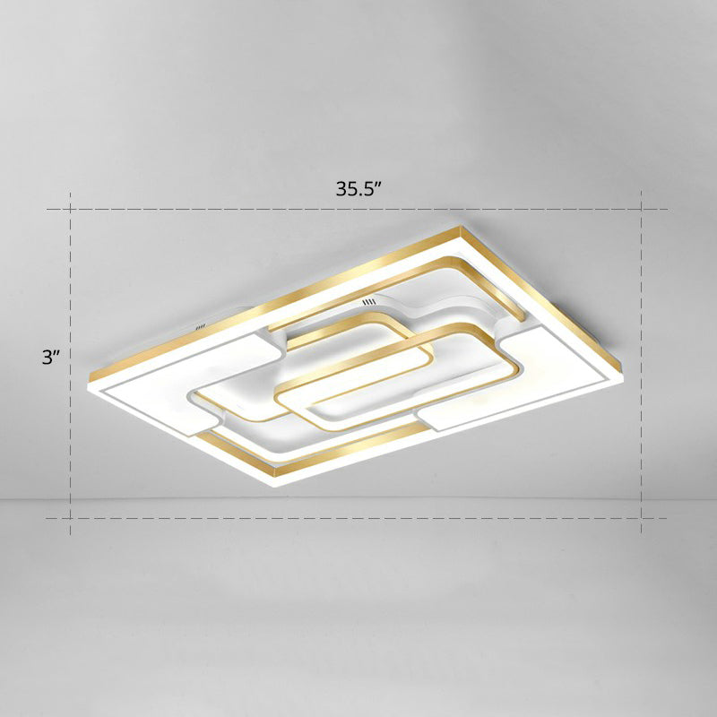 Metallic Frame Flush Mount Ceiling Light Modern Golden LED Flush Light for Living Room Gold 35.5" White Clearhalo 'Ceiling Lights' 'Close To Ceiling Lights' 'Close to ceiling' 'Flush mount' Lighting' 2336657
