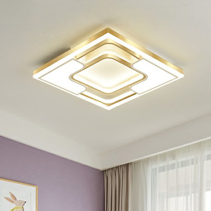 Metallic Frame Flush Mount Ceiling Light Modern Golden LED Flush Light for Living Room Clearhalo 'Ceiling Lights' 'Close To Ceiling Lights' 'Close to ceiling' 'Flush mount' Lighting' 2336658
