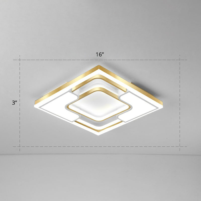 Metallic Frame Flush Mount Ceiling Light Modern Golden LED Flush Light for Living Room Gold 16" White Clearhalo 'Ceiling Lights' 'Close To Ceiling Lights' 'Close to ceiling' 'Flush mount' Lighting' 2336664