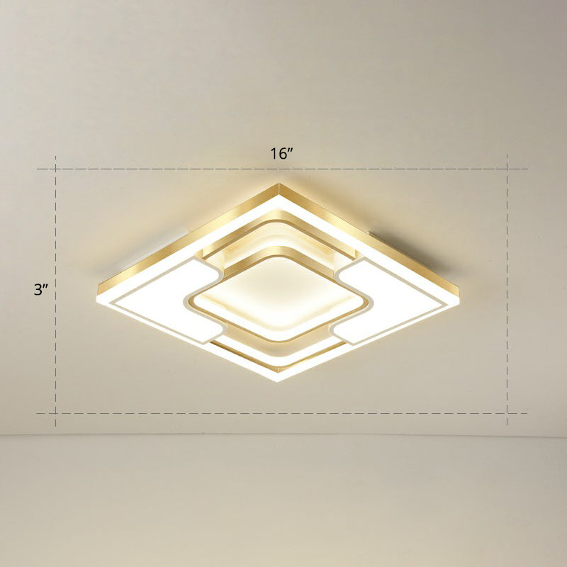 Metallic Frame Flush Mount Ceiling Light Modern Golden LED Flush Light for Living Room Gold 16" Warm Clearhalo 'Ceiling Lights' 'Close To Ceiling Lights' 'Close to ceiling' 'Flush mount' Lighting' 2336666