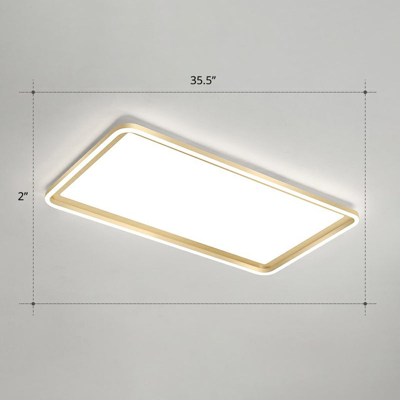 Rectangle Sitting Room Ceiling Light Acrylic Minimalistic LED Flush Mount Fixture in Gold Gold 35.5" White Clearhalo 'Ceiling Lights' 'Close To Ceiling Lights' 'Close to ceiling' 'Flush mount' Lighting' 2336707