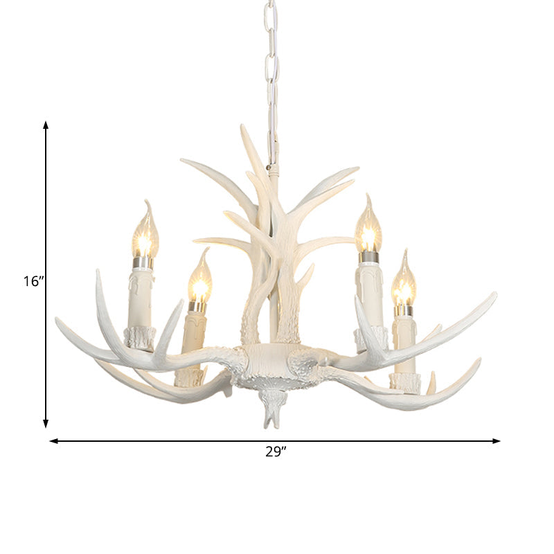 Resin White Hanging Chandelier Candle 4/8 Bulbs Traditional Pendant Light Fixture for Bedroom Clearhalo 'Ceiling Lights' 'Chandeliers' Lighting' options 234028