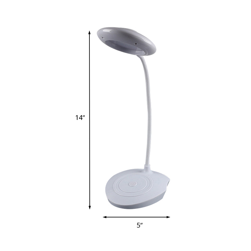Plastic Circle Shade Standing Desk Lamp for Bedside Modern LED USB Charging Table Light in White Clearhalo 'Desk Lamps' 'Lamps' Lighting' 234726