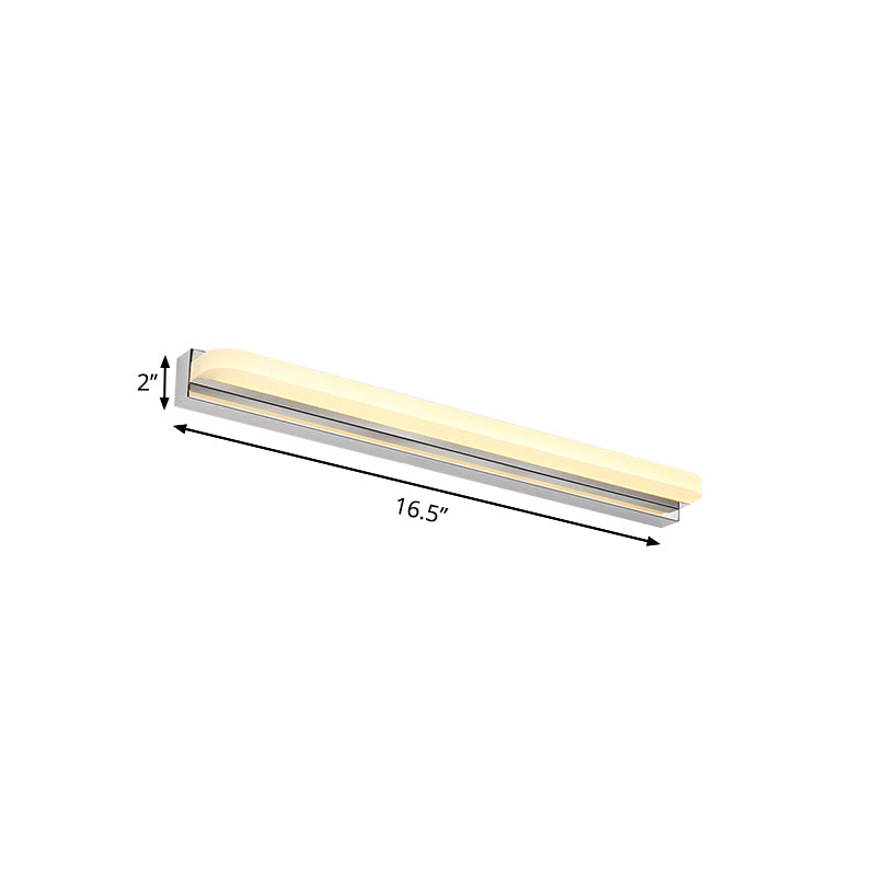 Simple Style LED Wall Mounted Vanity Light with Acrylic Shade Chrome Slim Sconce Lighting in Warm/White Light, 16.5"/20.5" W Clearhalo 'Cast Iron' 'Glass' 'Industrial' 'Modern wall lights' 'Modern' 'Tiffany' 'Traditional wall lights' 'Vanity Lights' 'Wall Lights' Lighting' 235311