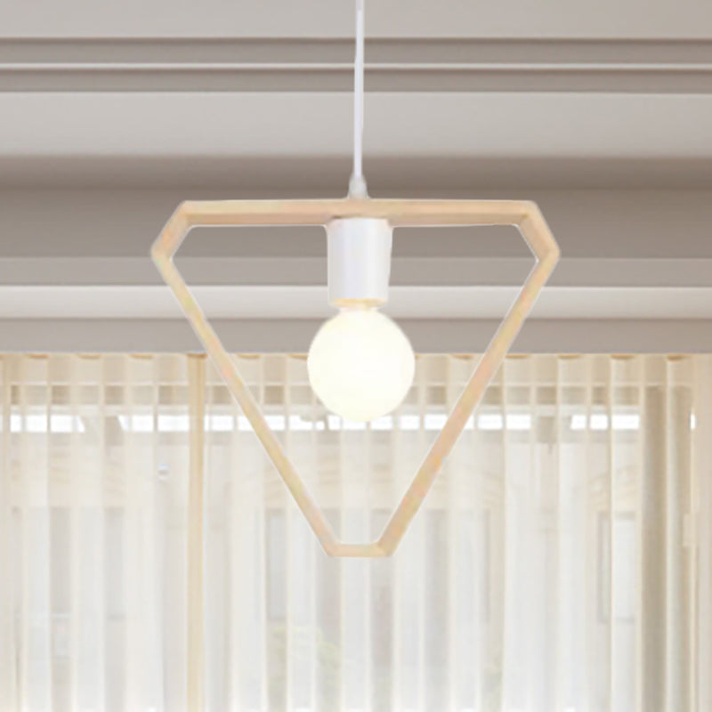 Triangle/Square/Hexagonal Drop Pendant Contemporary Wooden 1-Light Bedroom Ceiling Light Fixture Wood Triangle Clearhalo 'Ceiling Lights' 'Pendant Lights' 'Pendants' Lighting' 235346_15cf647b-4d67-43b1-8d44-b7220c05d388